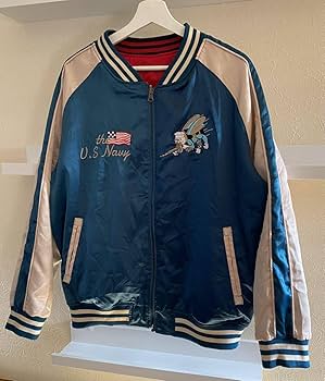U.S. NAVY SEABEES スカジャン　美品 Amazon | [YGGSTORE] リバーシブル スカジャン サテン U.S.NAVY